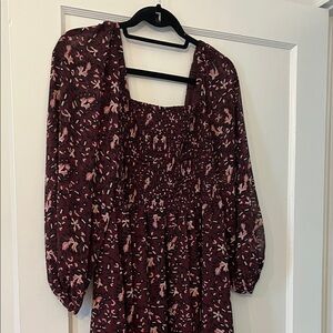 Madewell Burgundy Smocked Dress